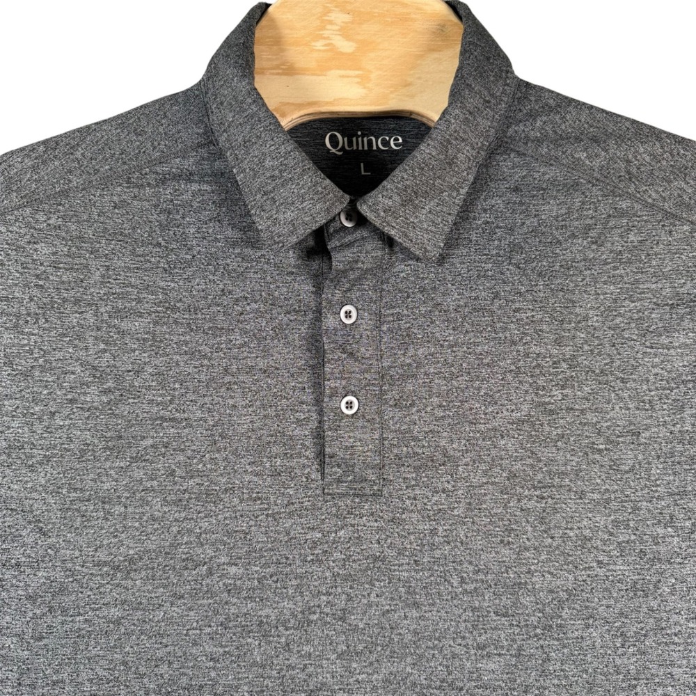 Quince Performance Polo Shirt Mens Large Grey Heather Stretch Recycled Golf Top